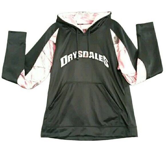 Huntworth Drysdale Hooded Jacket Women Large Black Pink Camo Pullover - Picture 1 of 11